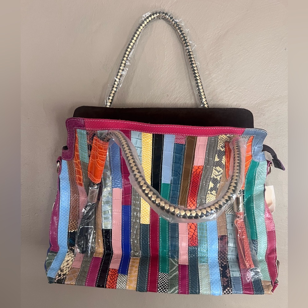 Multicolor Patchwork Tote Bag NWT - image 1